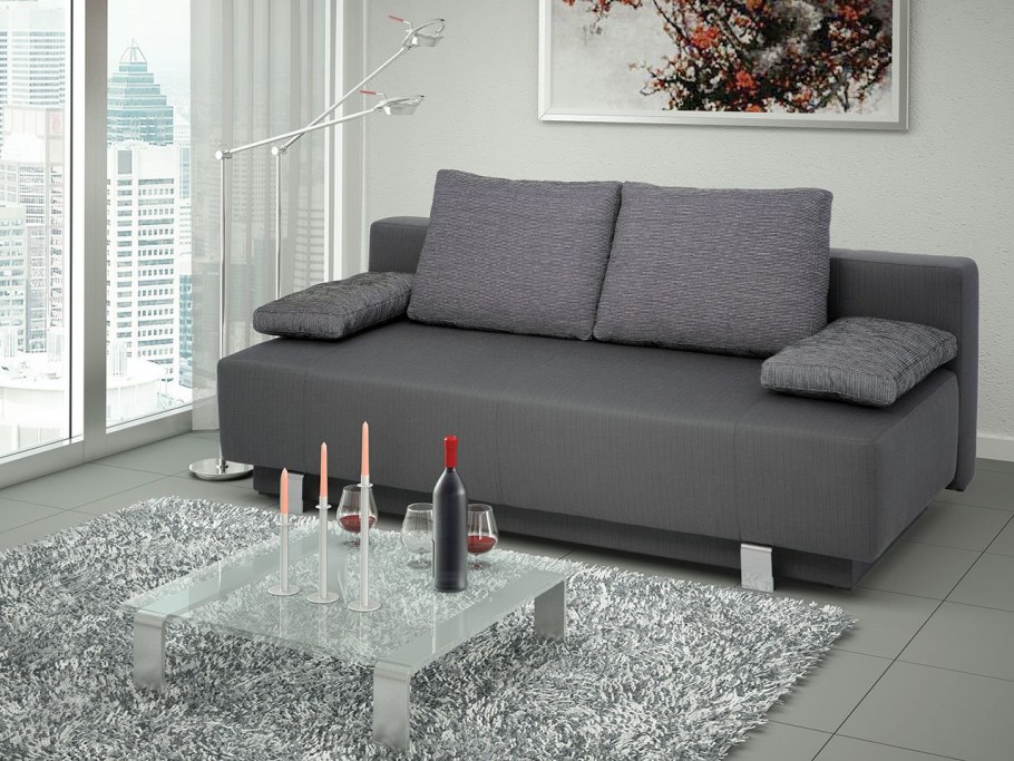 Серый диван без подлокотников