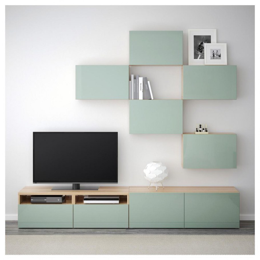 БЕСТО тумба под ТВ, С дверцами, белый, Лаппвикен белый180x42x38 см