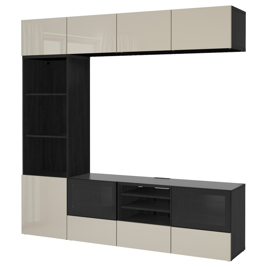 БЕСТО шкаф для ТВ, комбин/стеклян дверцы