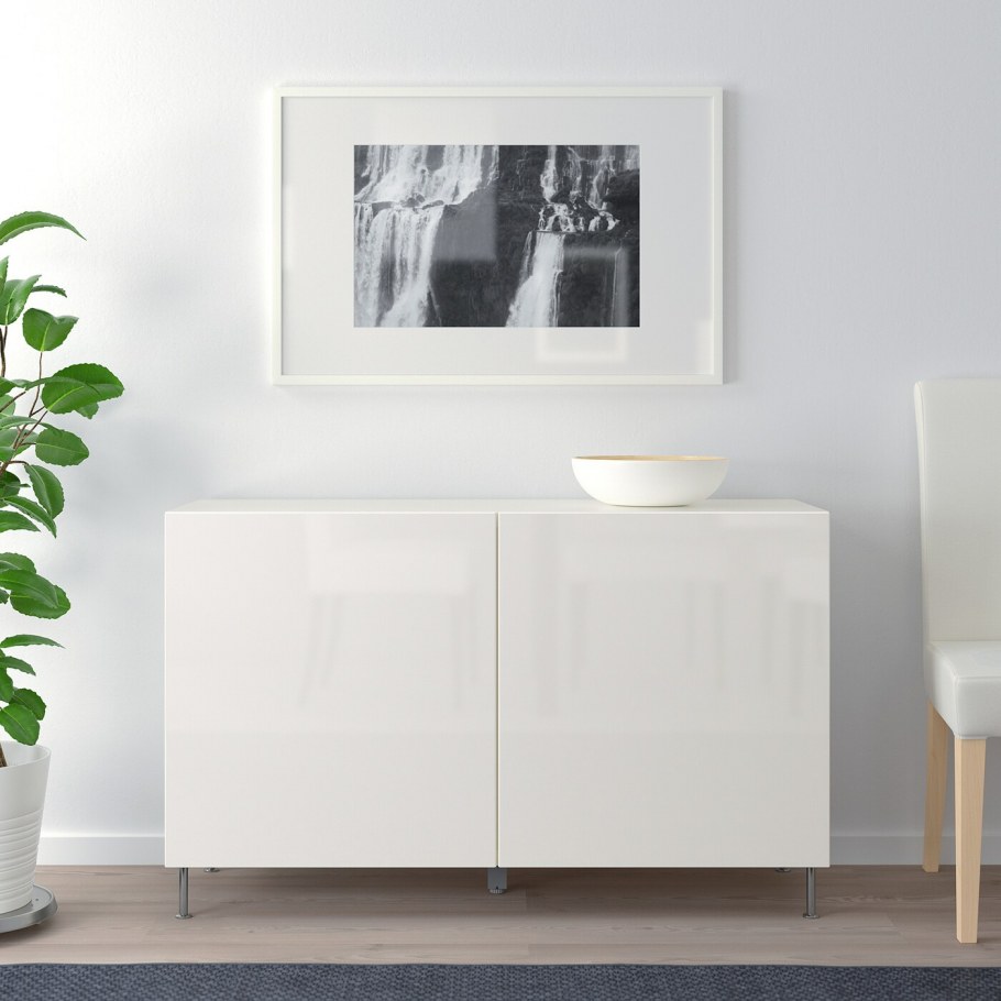 БЕСТО комб для хран с дверц/ящ, Лаппвикен белый120x40x74 см