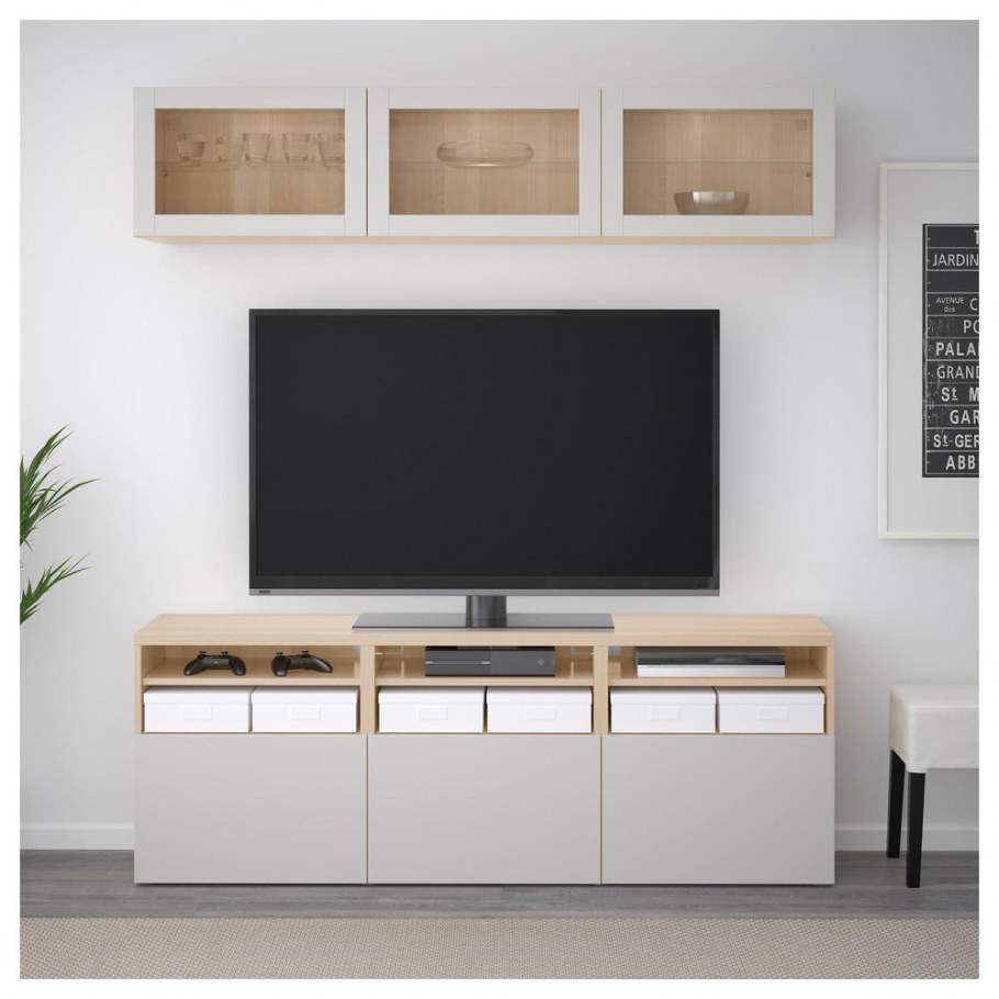 Шкаф для ТВ БЕСТО ikea беленый дуб