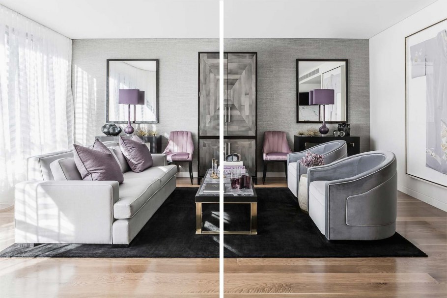 Гостиная в лавандовых тонах