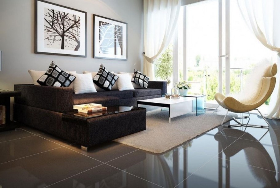 Серые стены в интерьере