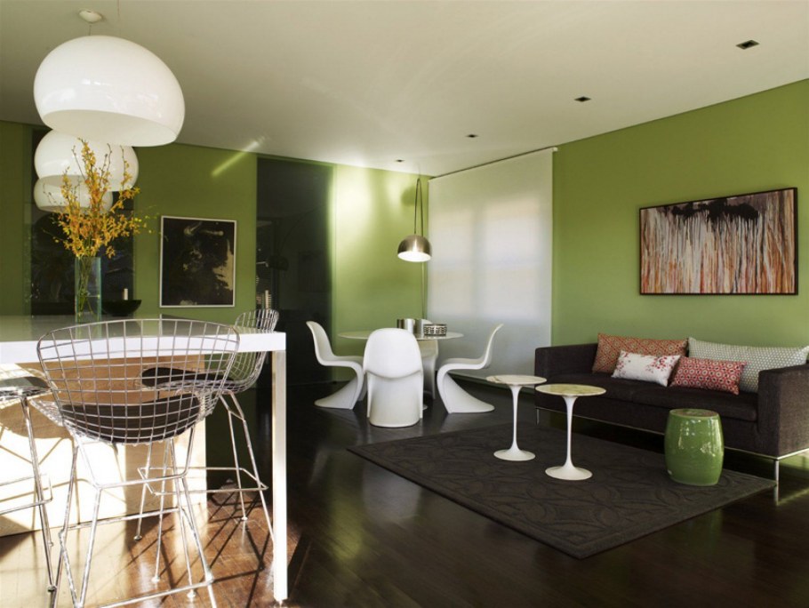 Гостиная с темным полом