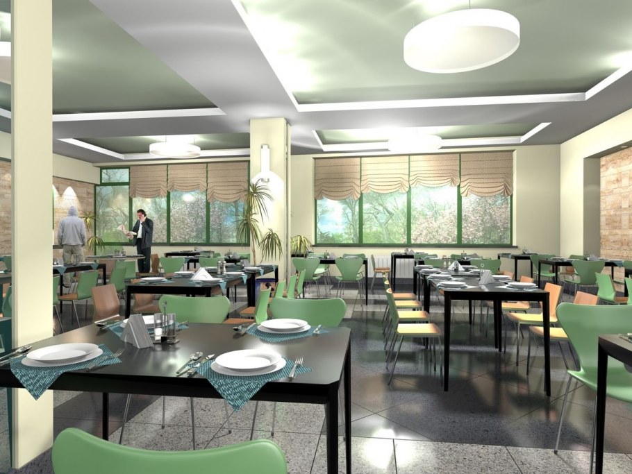 Интерьер современной столовой общепита