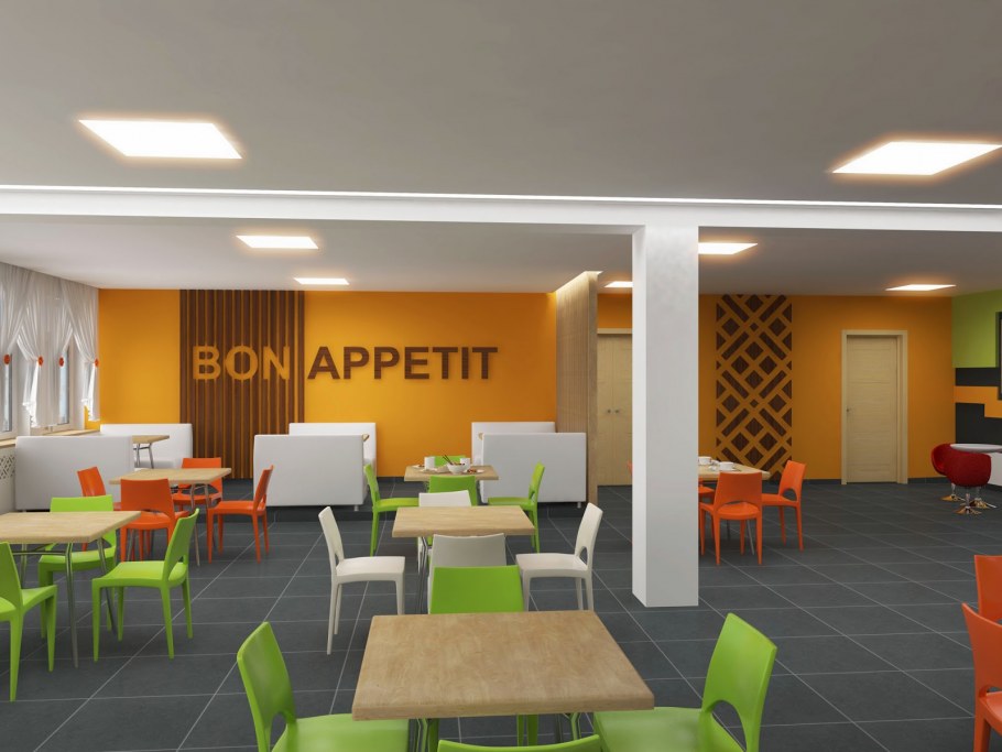 Интерьер школьной столовой
