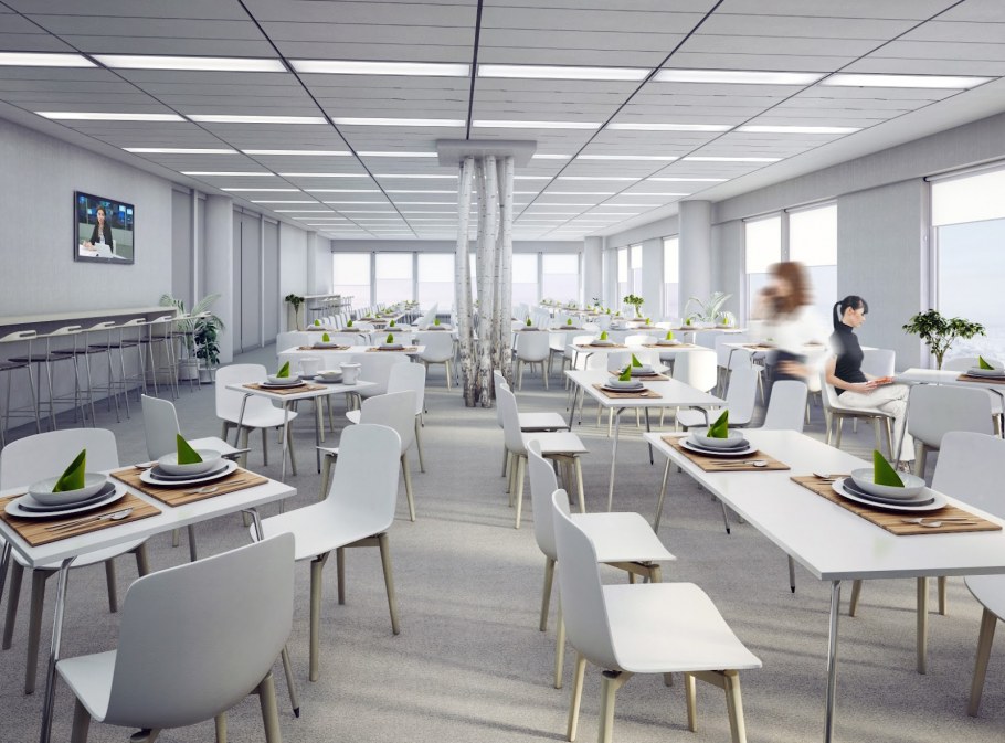 Интерьер отделки общественных столовых