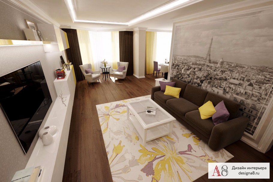 Интерьер трехкомнатной квартиры