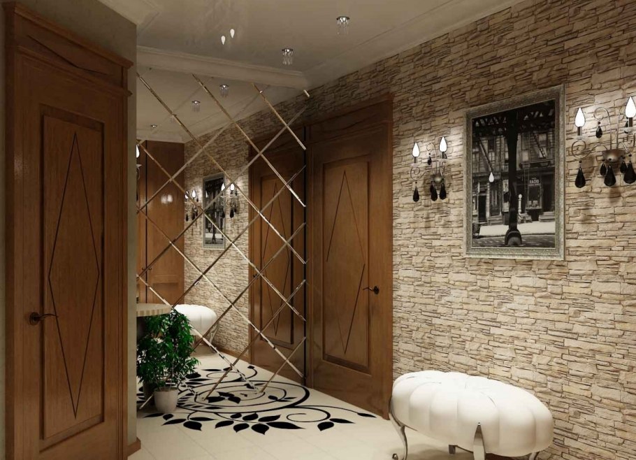 Зеркальная плитка в коридоре