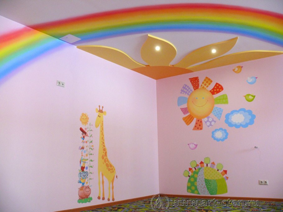 Радужные стены в комнате
