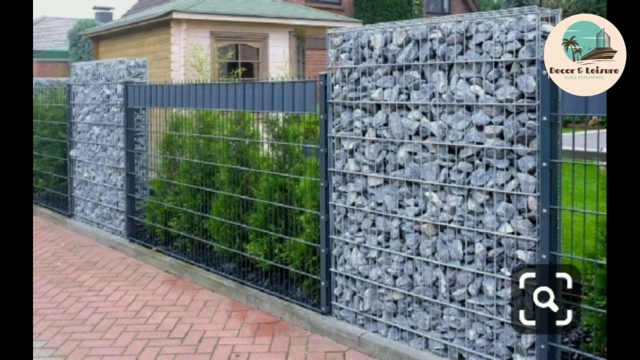 Забор из сетки и камня пергон