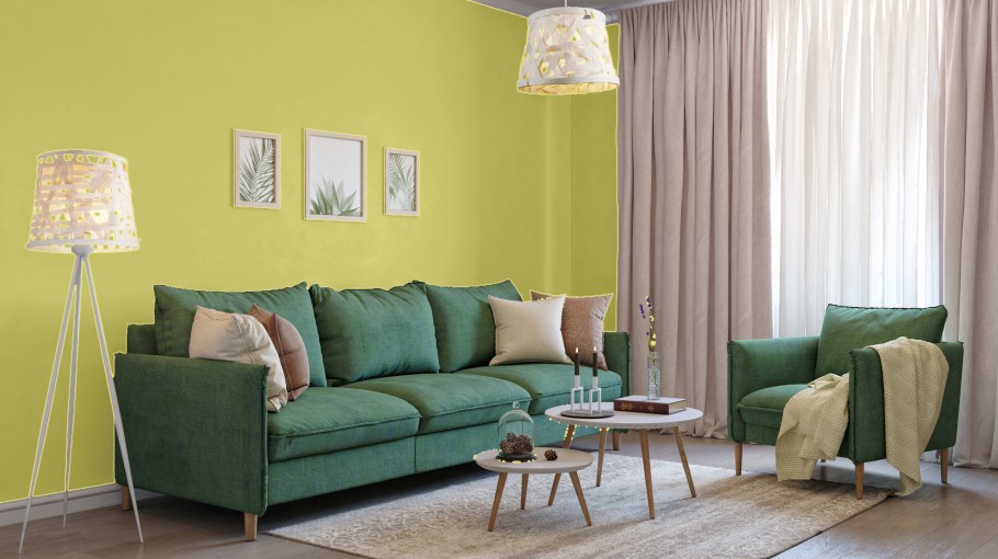 Зеленый диван в интерьере