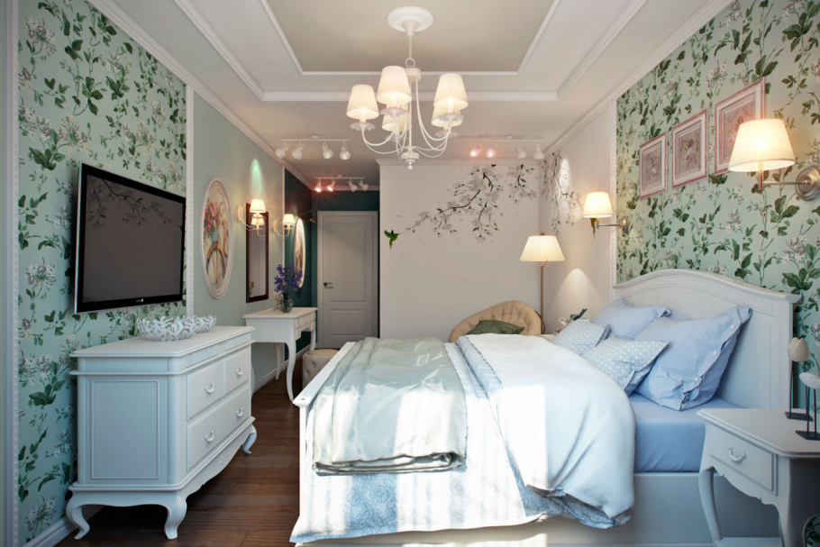 Узкая спальня в стиле Прованс