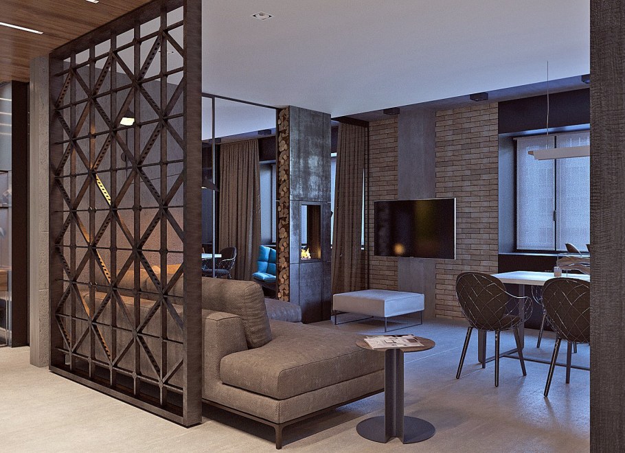 Перегородка в стиле лофт из дерева