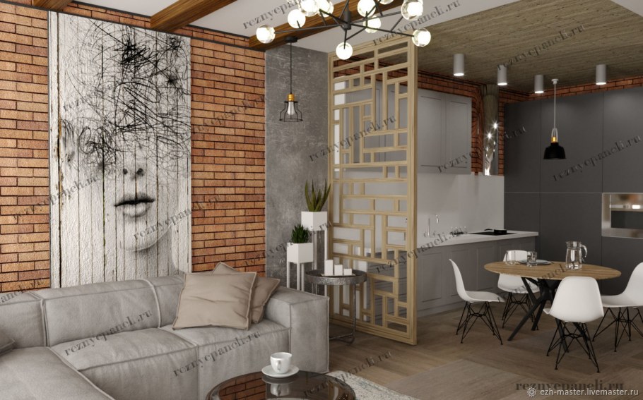 Перегородки лофт для зонирования пространства