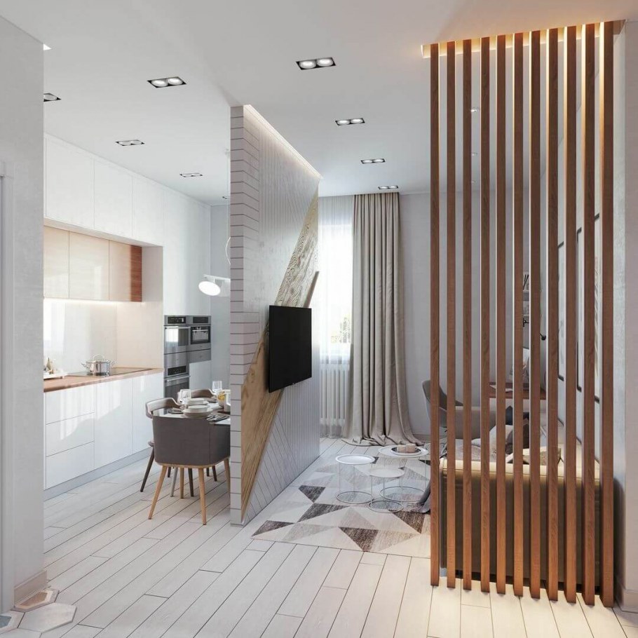 Перегородка из бруса для зонирования