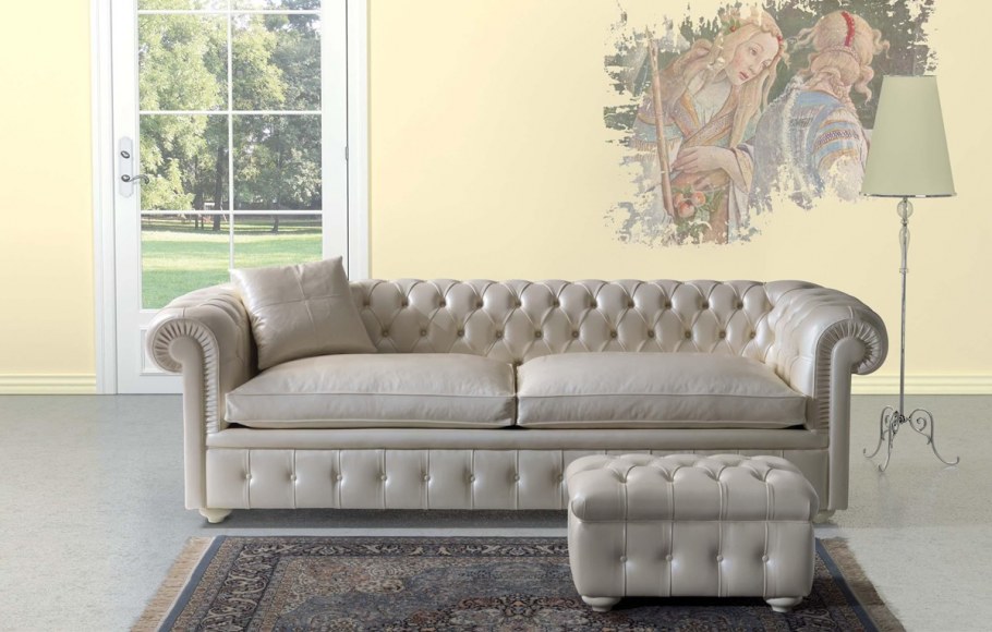 Кожаный диван угловой коричневый