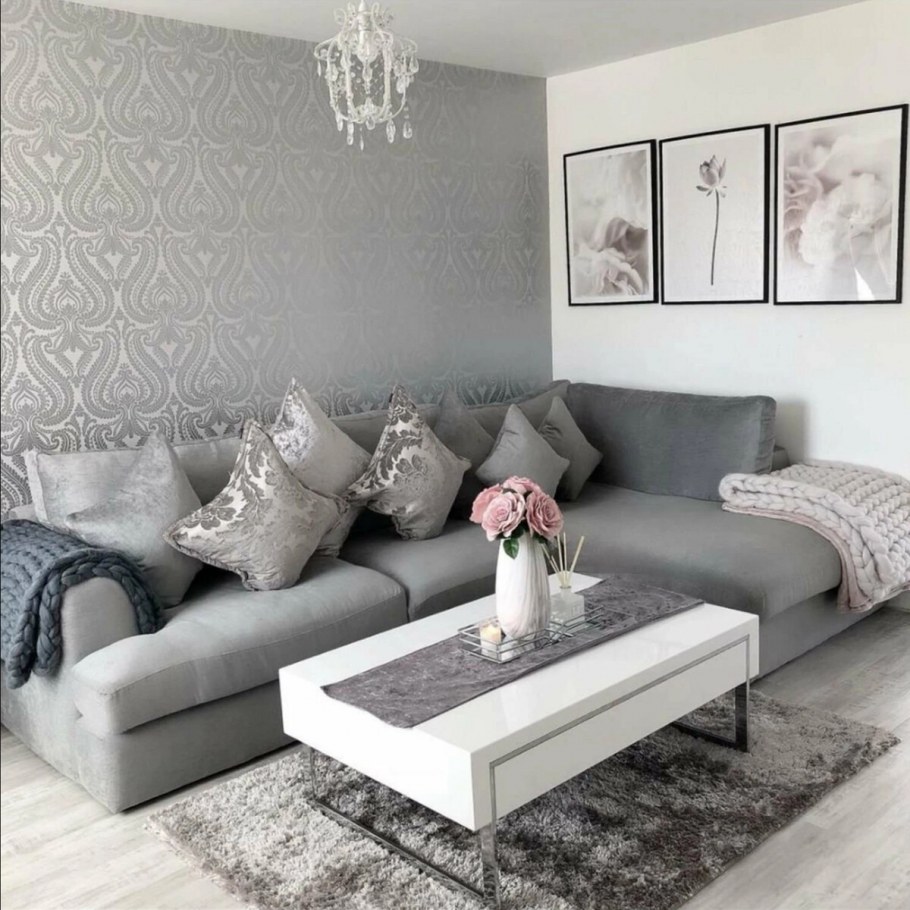 Серый интерьер гостиной