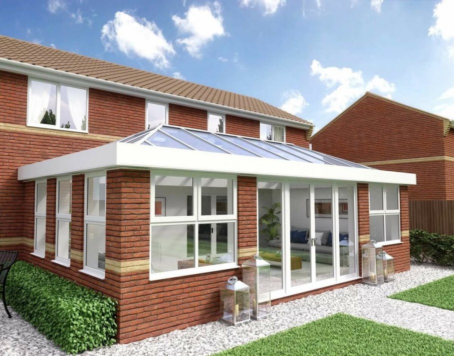 Беседка с панорамным остеклением и барбекю