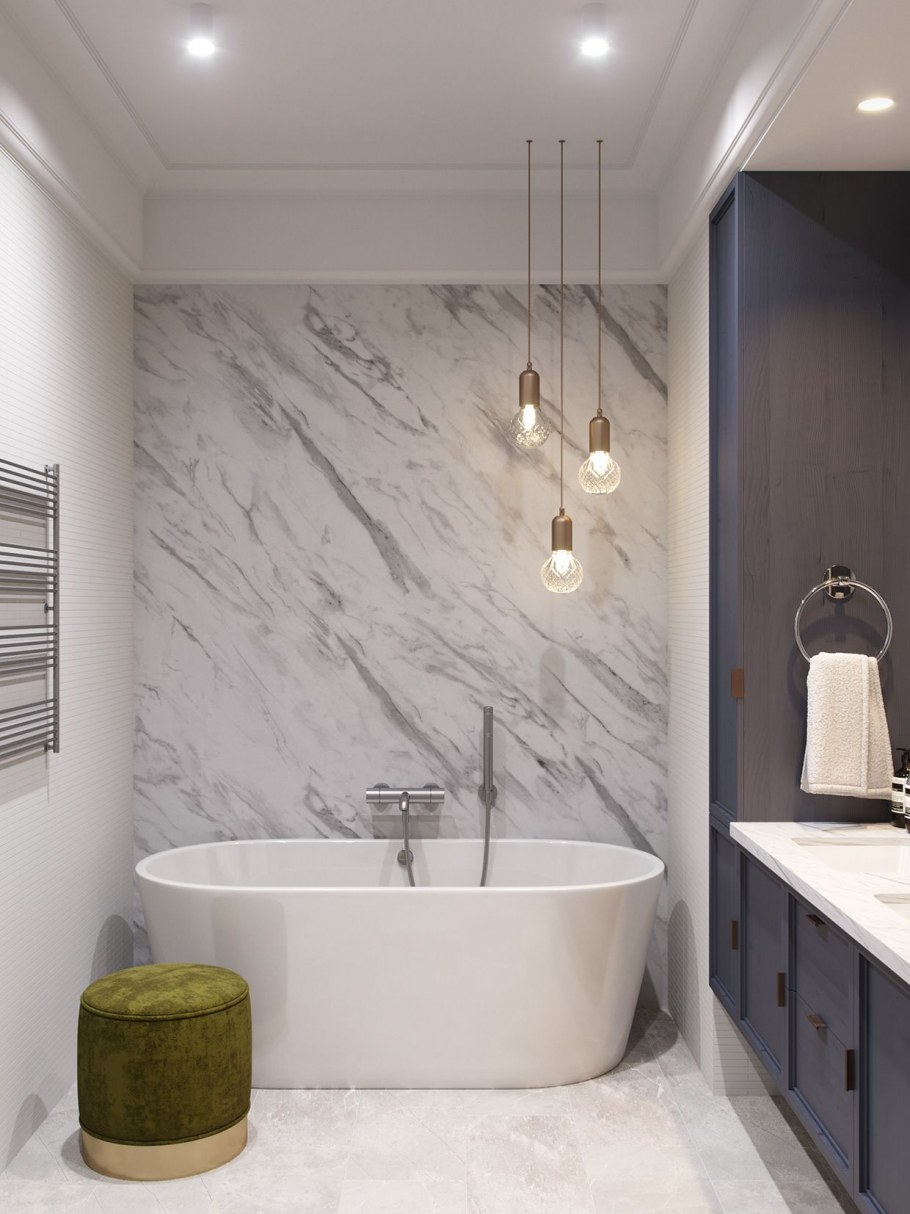 Ванна с мраморными стенами