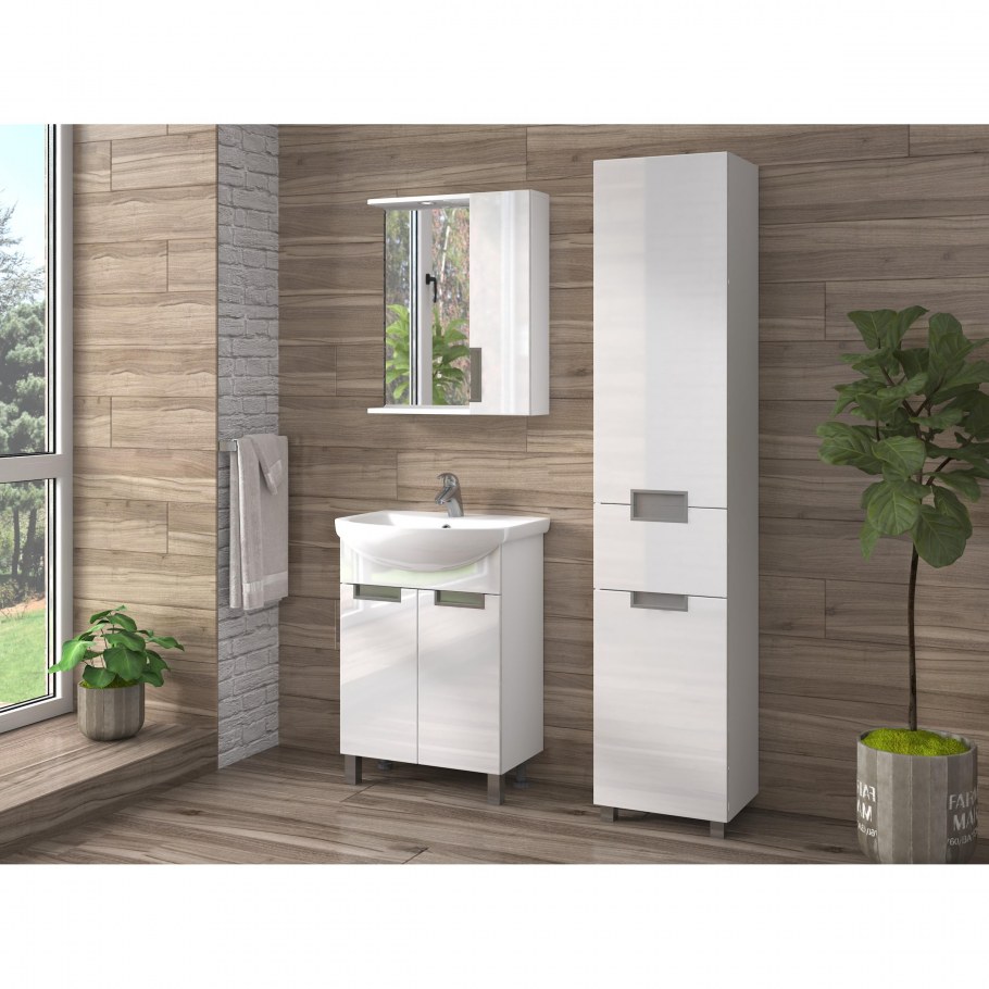 Шкаф-пенал Style line эко стандарт 54 с бельевой корзиной белый