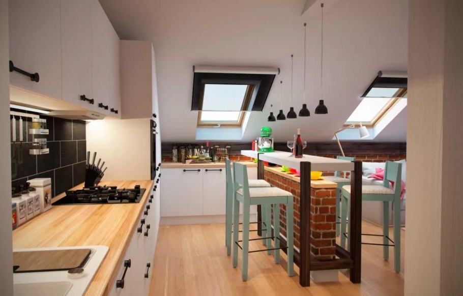 Кухня на мансарде