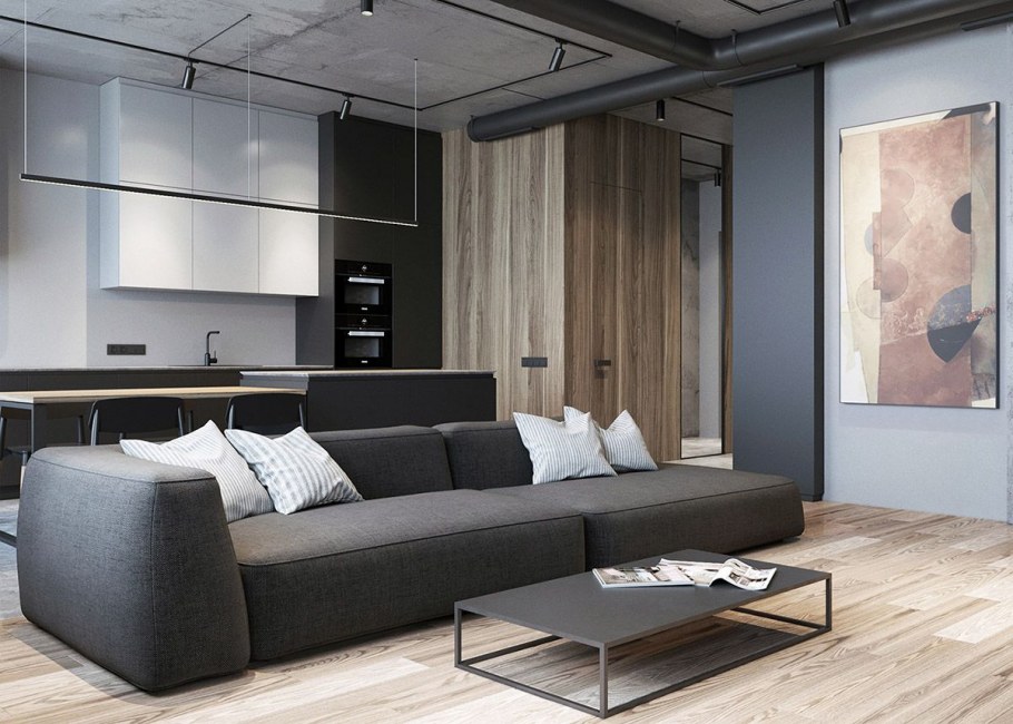 Мужской интерьер однокомнатной квартиры