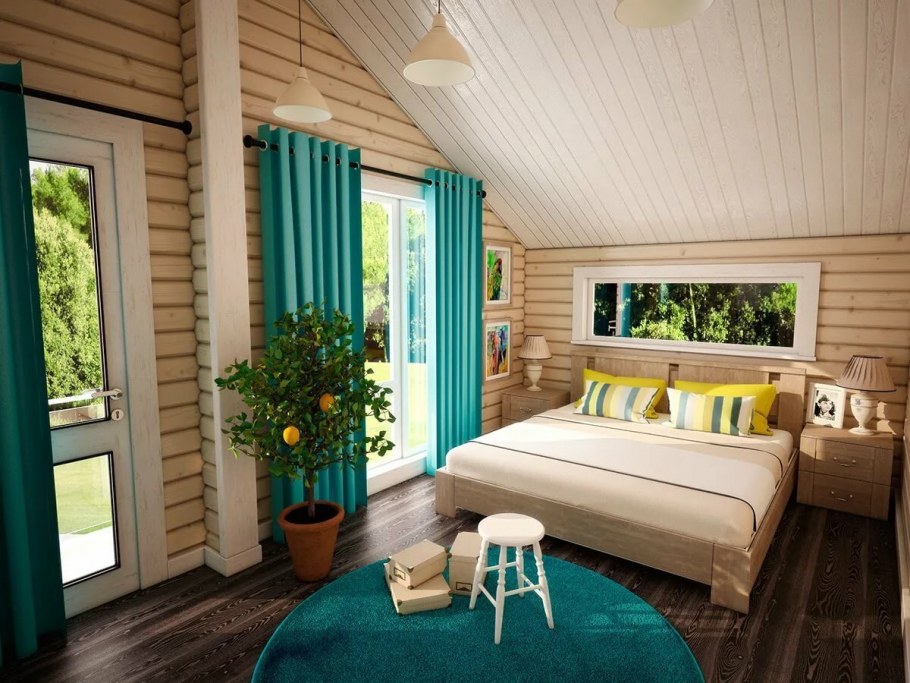 Интерьеры домов из клееного бруса