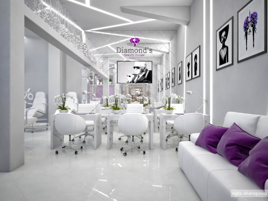 Белый интерьер салона
