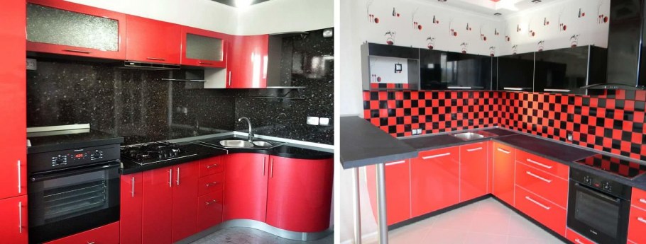 Красная угловая кухня
