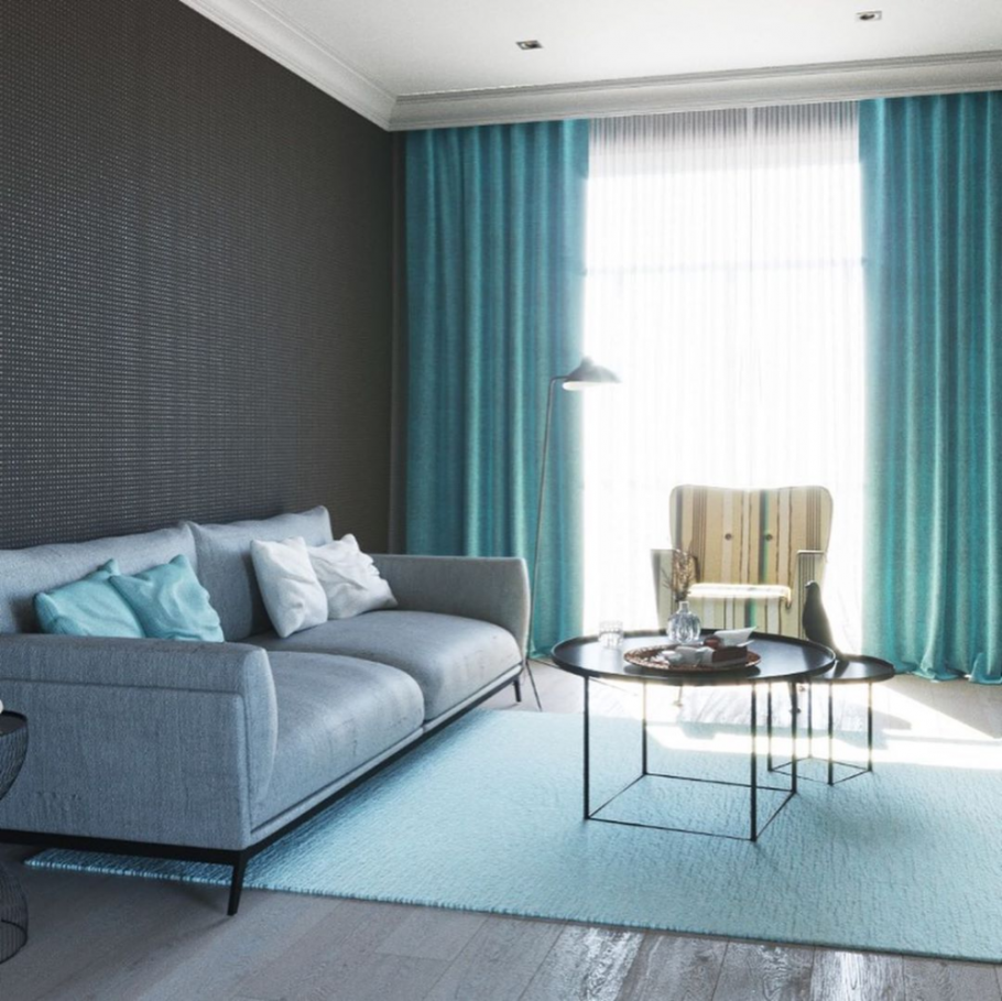 Гостиная в серо голубых тонах