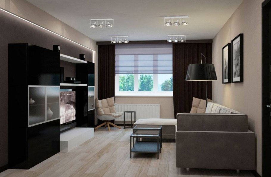 Визуализация гостиной в современном стиле