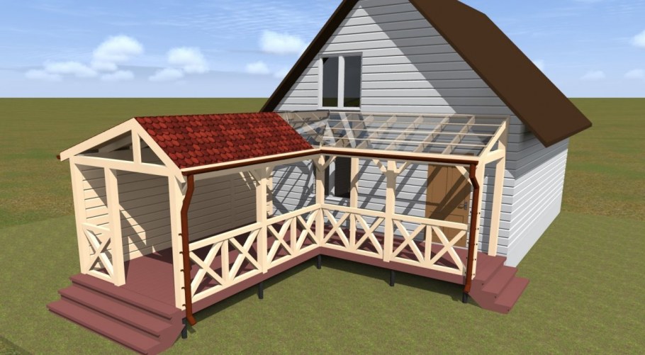 Дачный домик с застекленной верандой