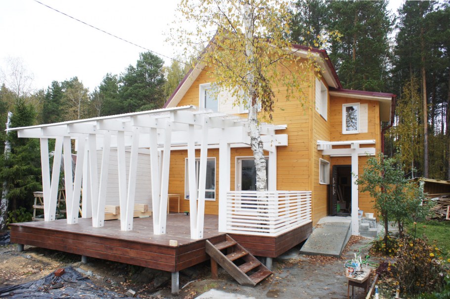Пристройка веранды к бане