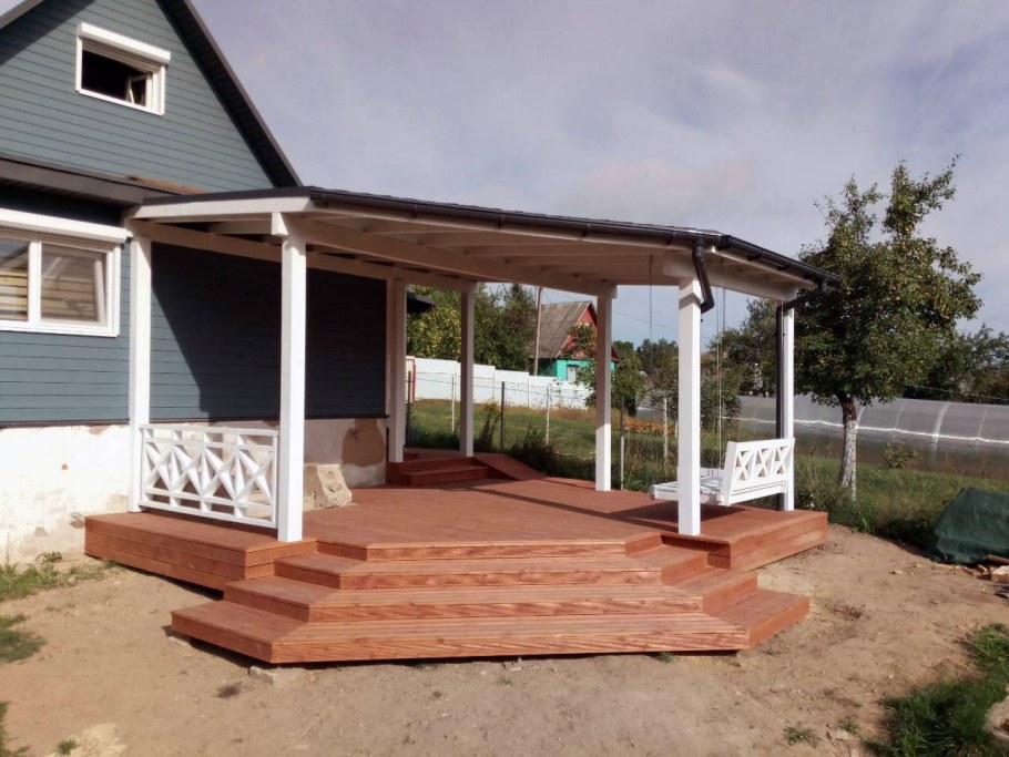 Веранда без крыши пристроенная к дому