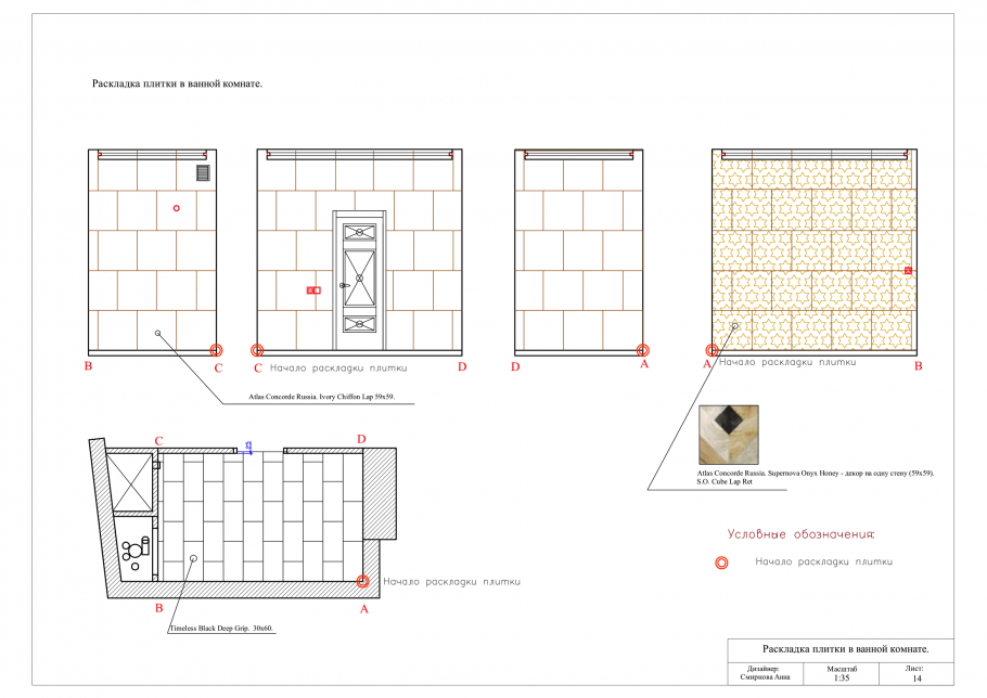 Кафель вельвет раскладка
