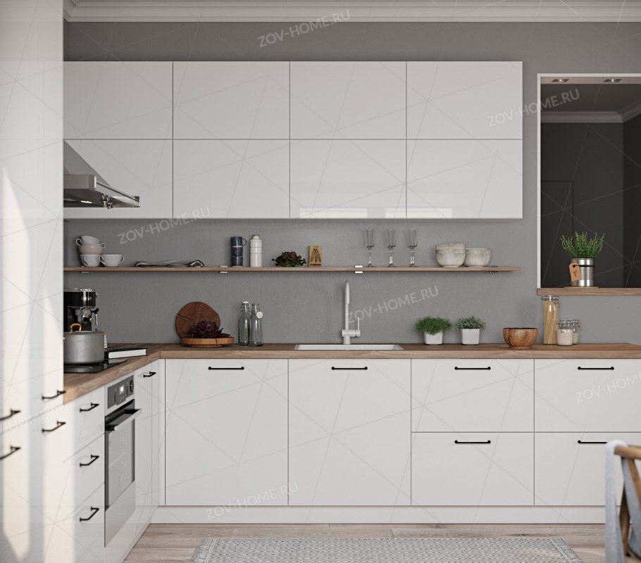 Кухня с белыми фасадами