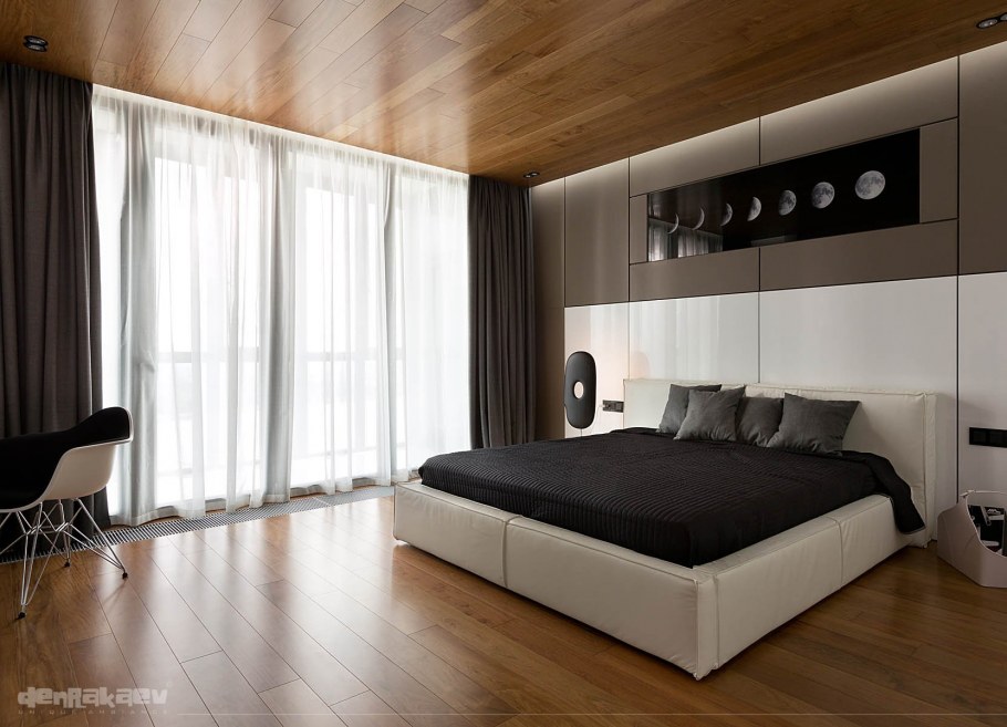 Ламинат на потолке современном интерьере