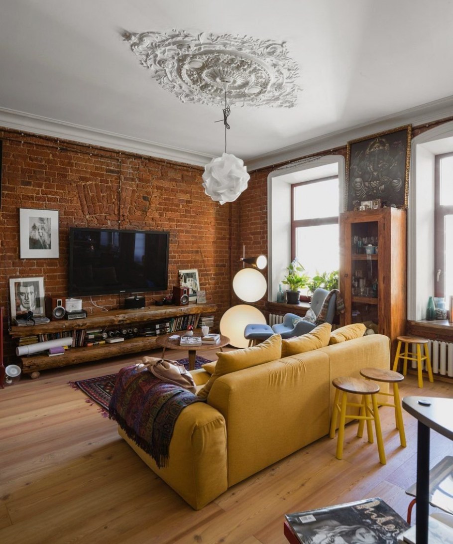 Интерьер гостиной в стиле лофт