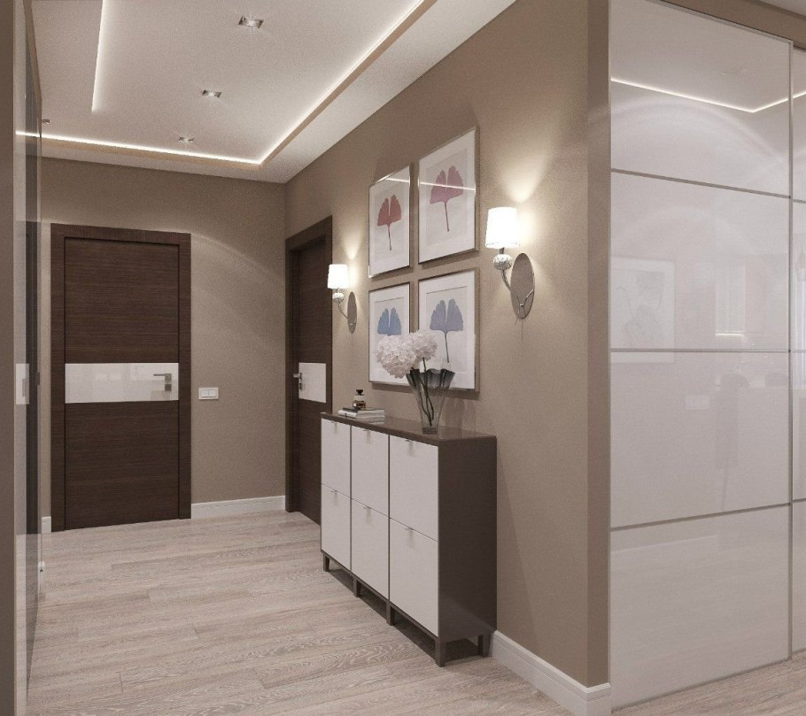 Кофейные стены в коридоре