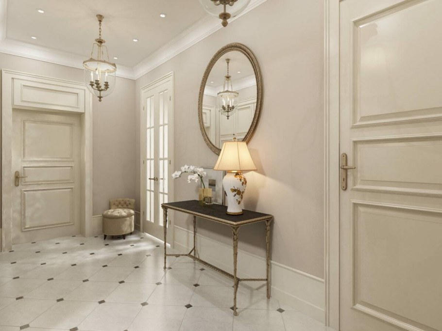 Прихожая в пудровом цвете