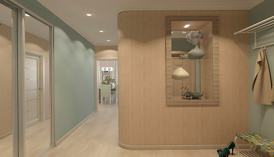 Прихожая с бежевыми дверями