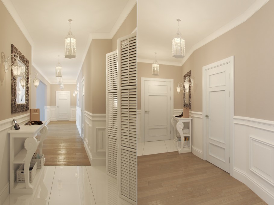 Бежевый цвет стен в прихожей