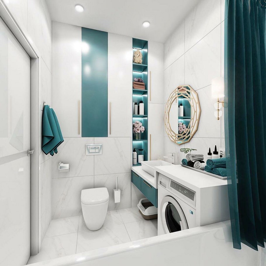 Ванная с изумрудными акцентами