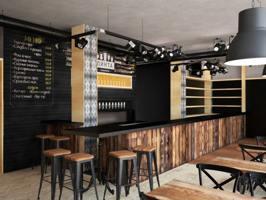 Интерьер кабинета в стиле лофт