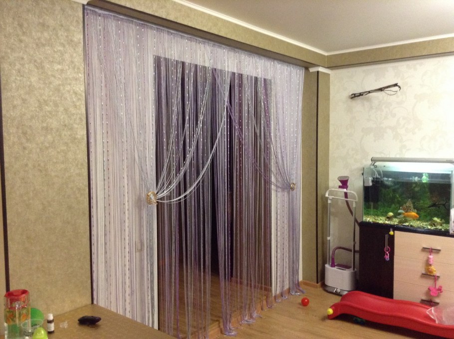 Кисея, нитяные шторы спираль Радуга