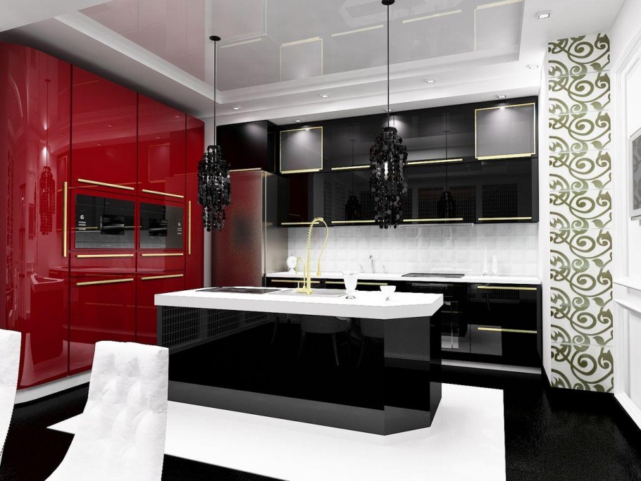 Красная кухня ар деко