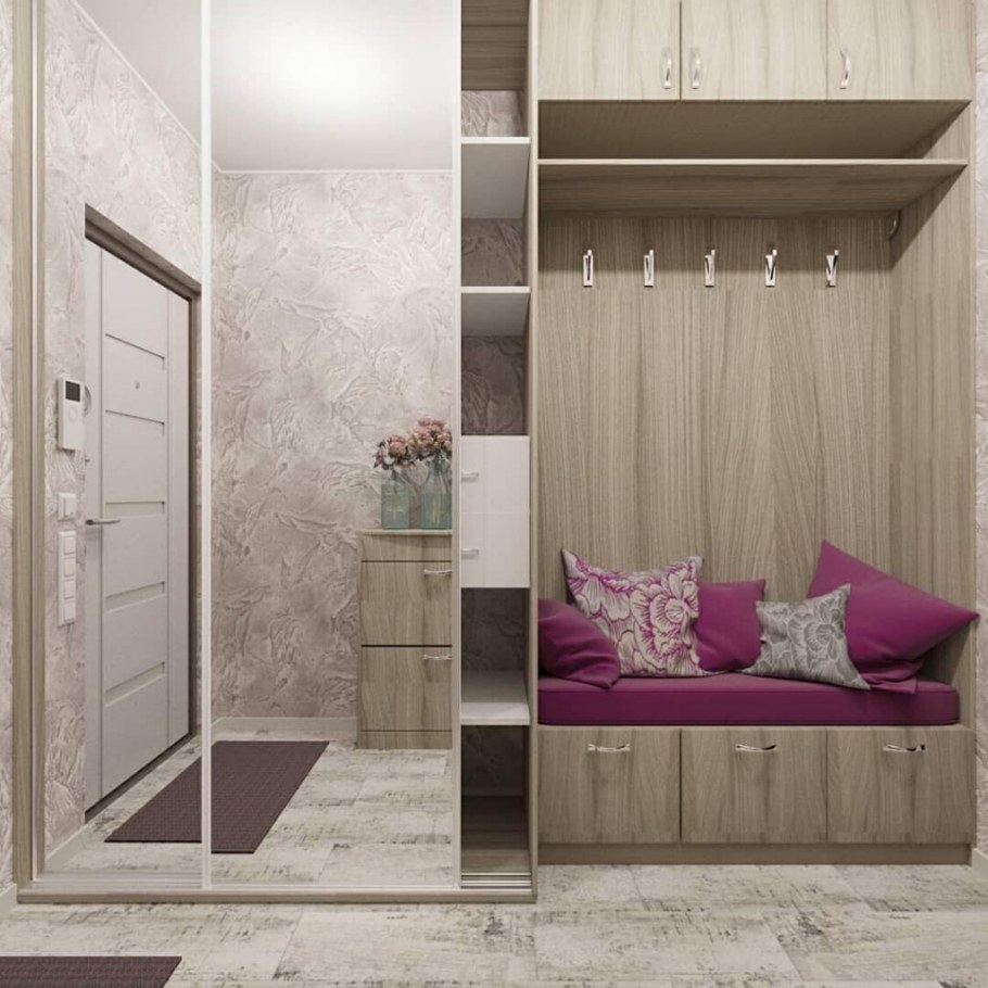 Встроенная стильная прихожая в нишу