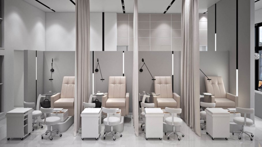 Интерьер салона красоты в розовых тонах