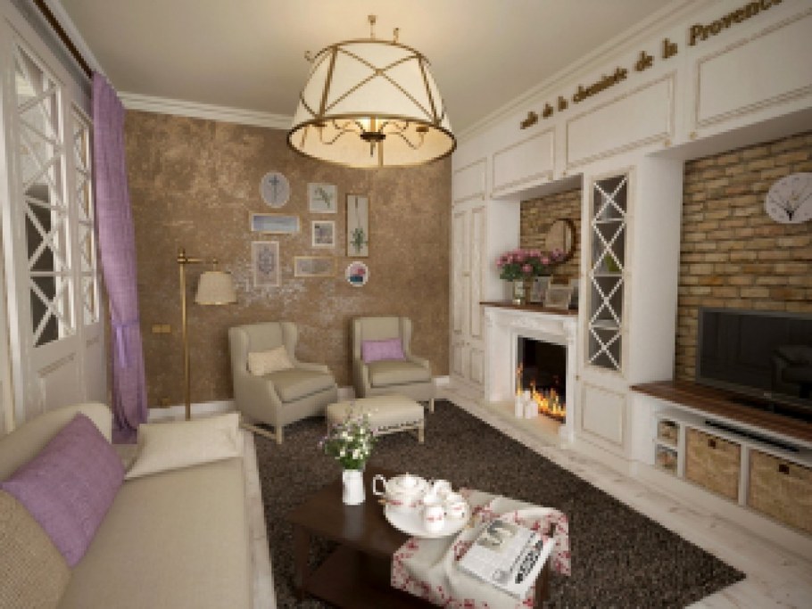 Гостиная 18 кв м в стиле Прованс